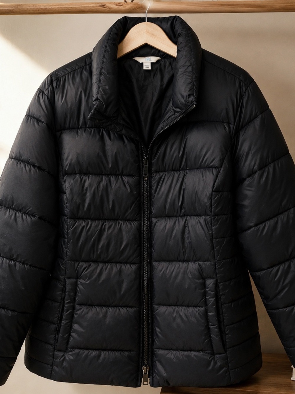 Time and Tru Black Quilted Puffer Jacket